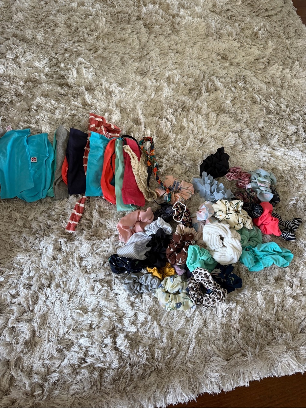 Assorted Colorful Hair Scrunchies and Headbands Bundle